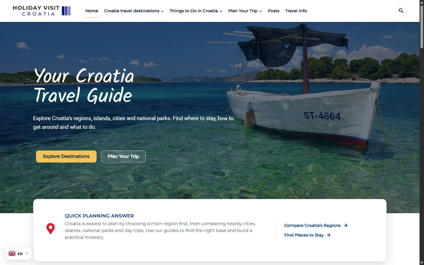 Holiday Visit Croatia – prikaz na računalniku