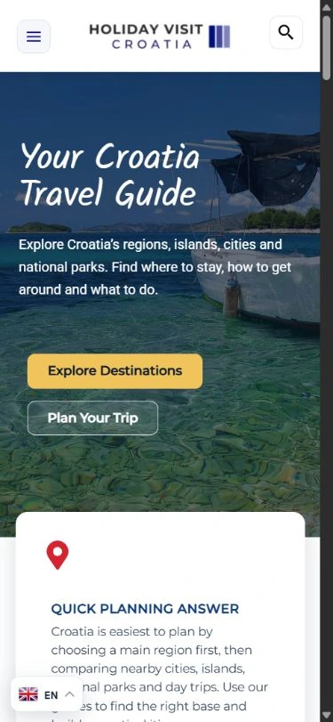 Holiday Visit Croatia – prikaz na telefonu